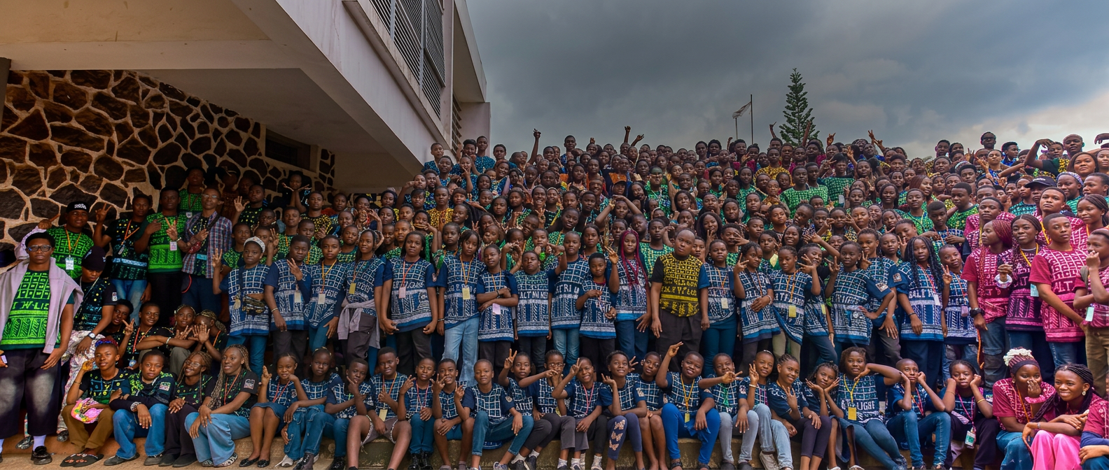Hundreds of Salt and Light campers gathered on the steps